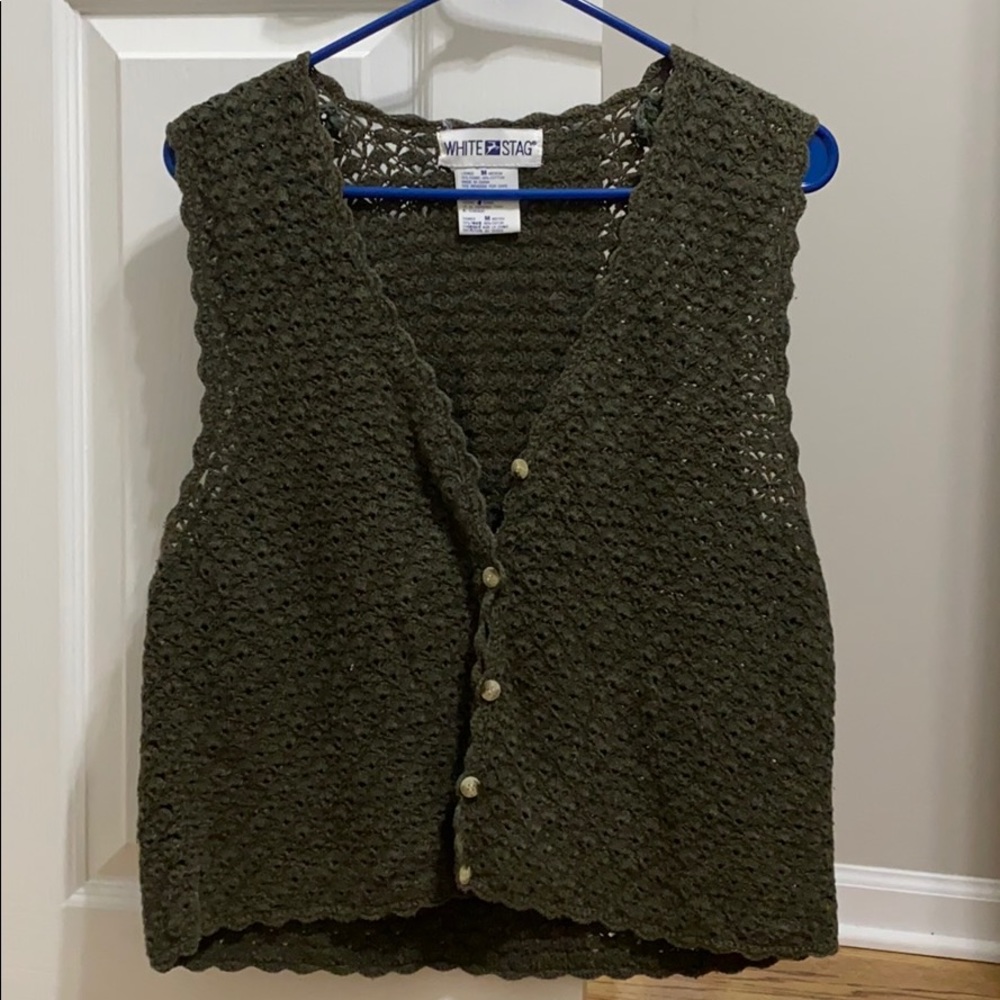 White Stag Knit Button-Up Sweater Vest